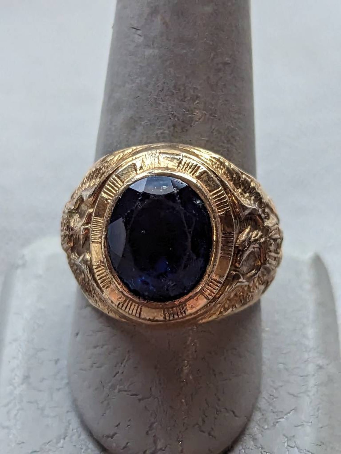 US Navy Sterling Silver 14k GP Ringart Deco Men's Navy Etsy