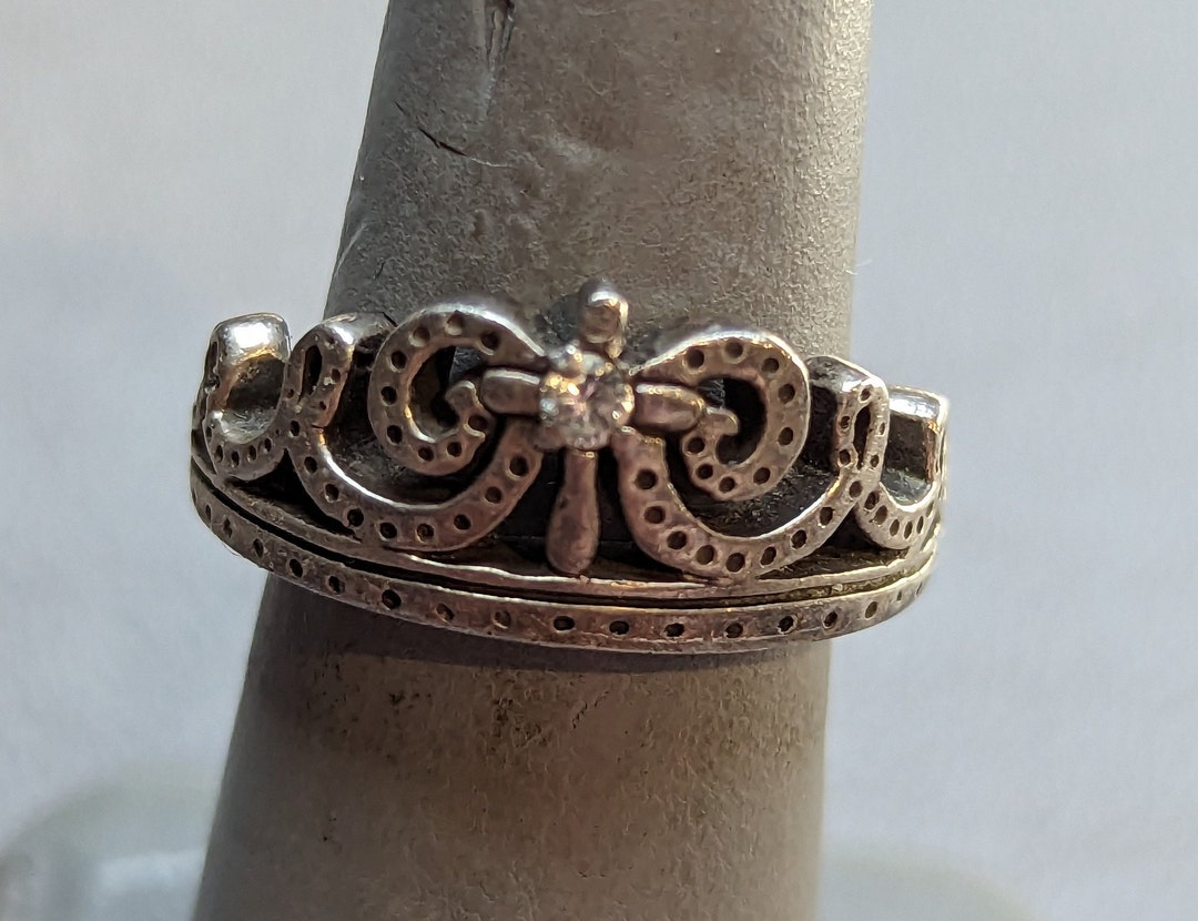 Sterling Silver Crown Tiara Ring-vintage Fine 925 Princess Tiara Ring ...