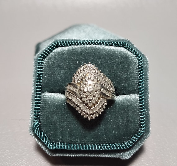 Diamond Cocktail Ring CISS-Designer Signed Fine S… - image 1