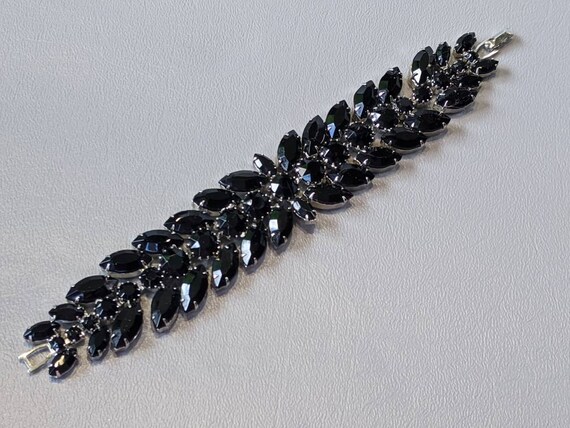 Weiss Black Rhinestone Bracelet-Vintage Mid Centu… - image 1