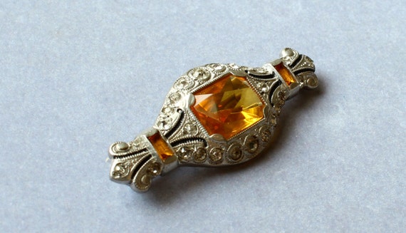 Vintage 1930s ART DECO Amber Clear Fancy Cut Glas… - image 2