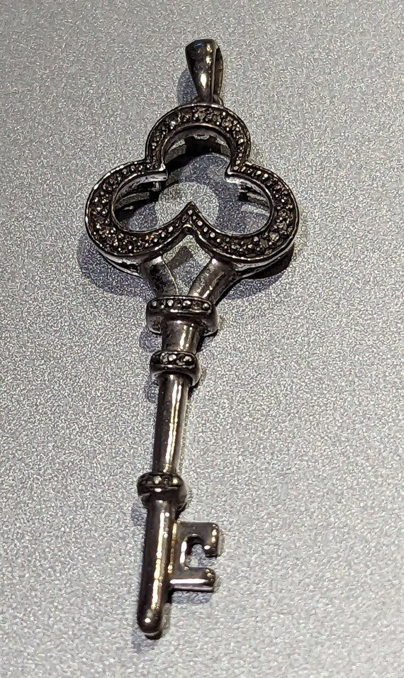 JWBR Key Pendant-Vintage Sterling Silver Diamond P