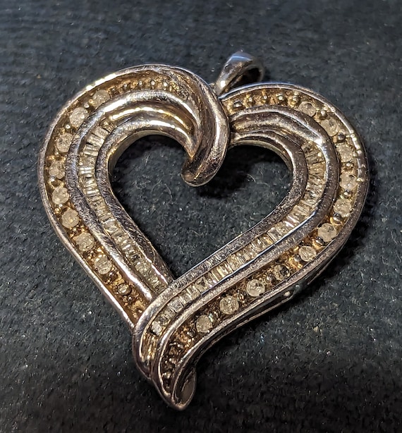 Bague Cœur En Argent Massif Avec Diamant Naturel - Taille 58, Vintage Et Rare