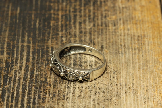 Sterling Silver Signed D Band Ring-Filigree Jewel… - image 3