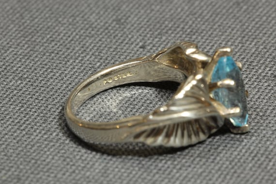 Sterling Silver Blue Topaz Ring,Signed PO FIne Je… - image 4