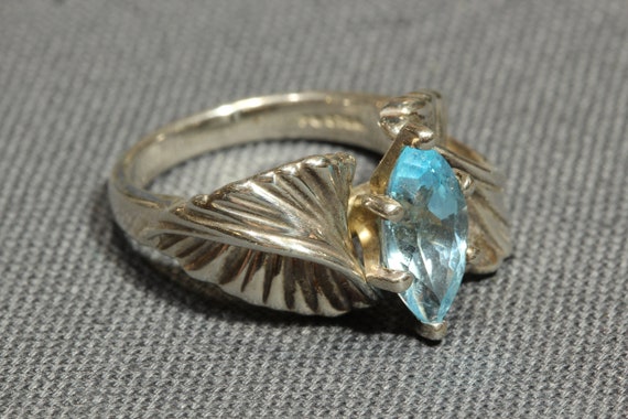 Sterling Silver Blue Topaz Ring,Signed PO FIne Je… - image 3