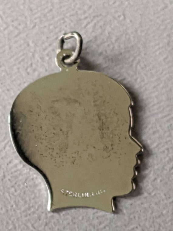 Engravable silhouette boy head charm sale