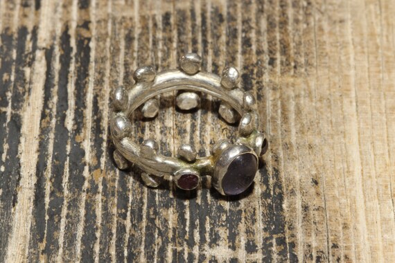 Sterling Silver Amethyst & Garnet Ring, Vintage A… - image 4