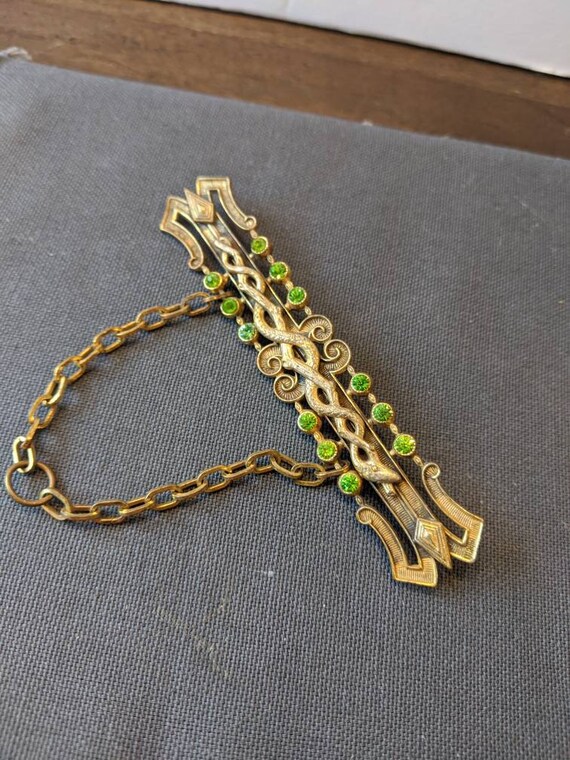 Victorian Snake Serpents Gold Filled Peridot Past… - image 6