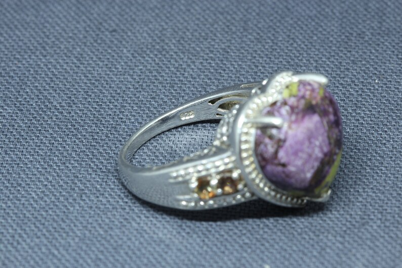 Chuck Clemency Ring-STS Ruby Zoisite /& Smoky Quartz 925 Sterling Silver Heart Shaped Ring