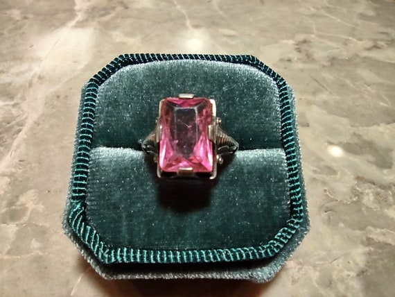 Antique Pink Sapphire Paste Ring-Fine Sterling Si… - image 7