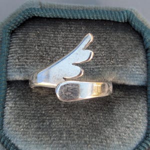 Vintage Taxco Mexico Sterling Silver Bypass Ring - Modernist Jewelry, Size 8.75