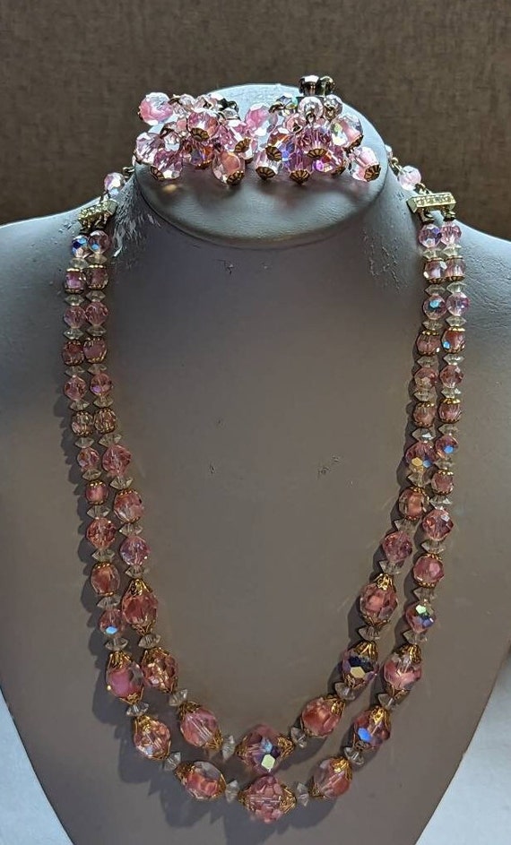 Vintage Laguna Demi Parure-Laguna Pink Faceted GIV