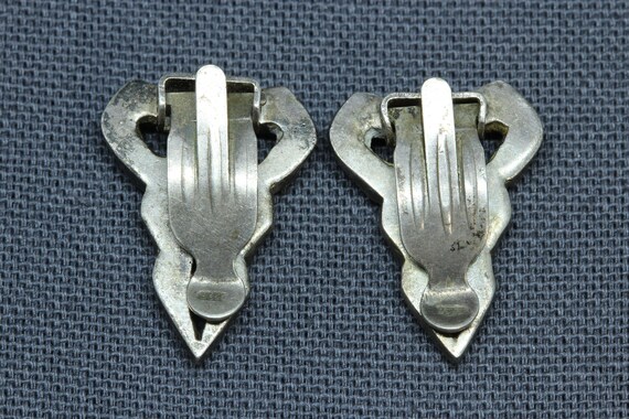 Art Deco Marcasite Sterling Silver Earrings-Vinta… - image 6