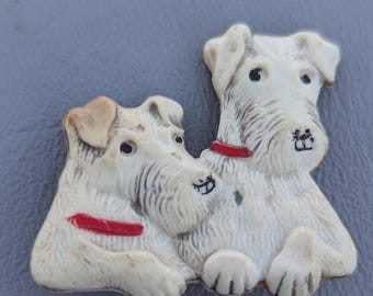 1940年代の2匹のスコティッシュ・テリア犬を描いたヴィンテージの