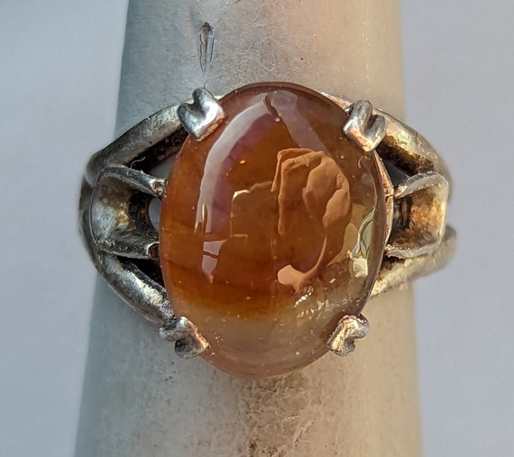 ビンテージ オーダーメイドリングピンク瑪瑙アンティーク シルバー