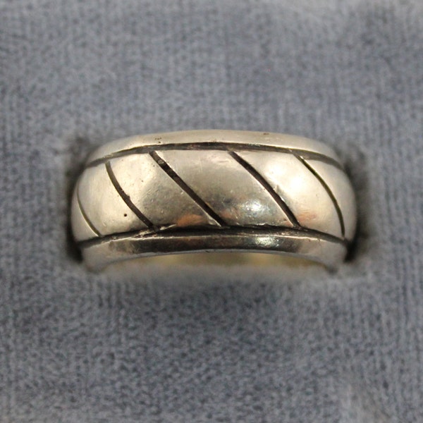 Taxco Mexico Sterling Silver Ring Band Ring Signed Vintage Size 6