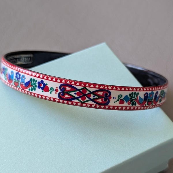 Austria Enamel Bangle Bracelet - Vintage Wiener Folk Art Handmade Jewelry