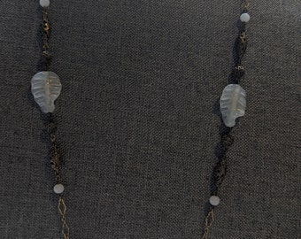 Art Deco Tsjechisch glas ketting-antieke opaline gegoten glas laat kralen ketting