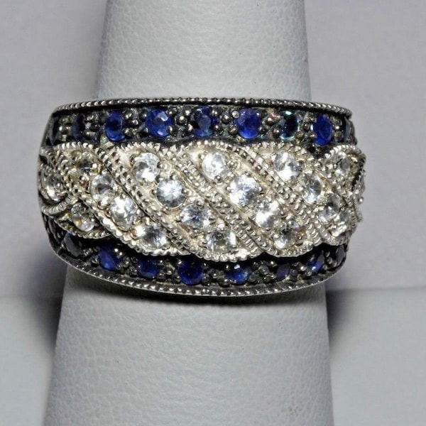 Victoria Wieck Design Pave Sapphire Cubic Zirconia Sterling Silver 925 Fine Ring