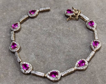 Ross Simons Sterling Silver Lab Created Pink Sapphire Tennis Bracelet REPAIR