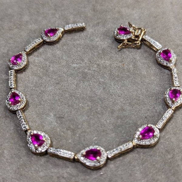 Ross Simons Sterling Silver Lab Created Pink Sapphire Tennis Bracelet REPAIR