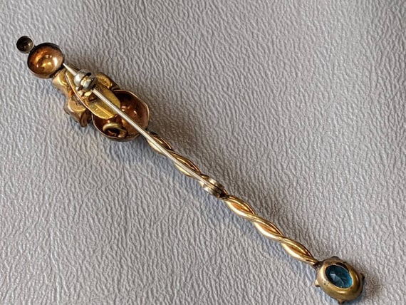 Vintage Scepter Rhinestone Brooch-Gold Vermeil Rh… - image 5