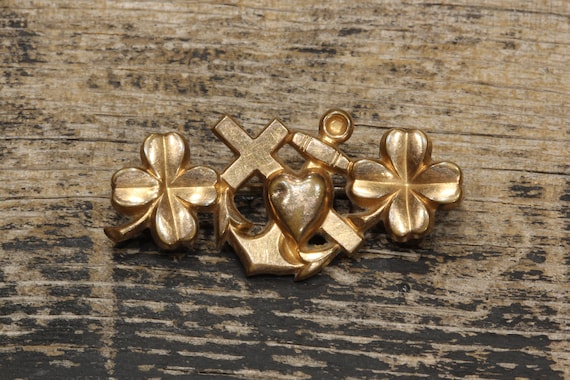 Victorian Faith, Hope & Charity Brooch Pin, Antiq… - image 1