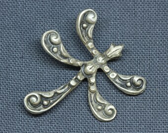 Artisan Sterling Silver Dragonfly Broche Pin-Modernist Abstract 925 Signed ZC Pin