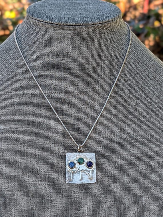Sterling Silver Gemstone Pendant Necklace: Lapis, Turquoise, Sodalite