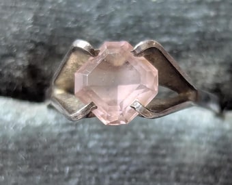 Rosenkvarts Sterling Silver Ring Storlek 6 Vintage Signerad
