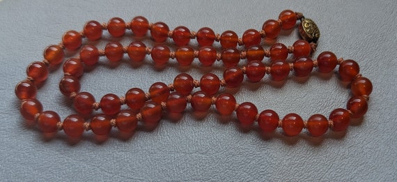 Chinese Carnelian Bead Necklace-Vintage Chinese E… - image 6
