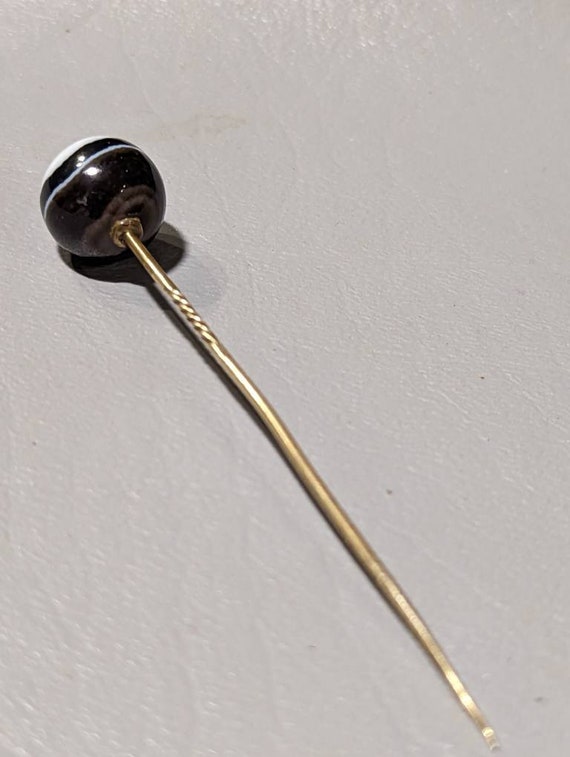 Antique 9ct Gold Agate Stick Pin-Victorian Era Fin