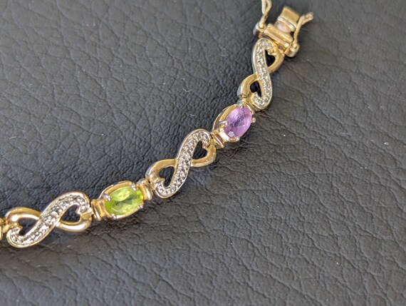 Ross Simons Multi Gemstone Link Bracelet-Designer Signed Jewelry-Gifts for Women-18k Gold Over Sterling Silver View 3