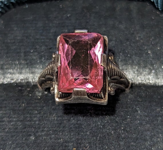 Antique Pink Sapphire Paste Ring-Fine Sterling Si… - image 1