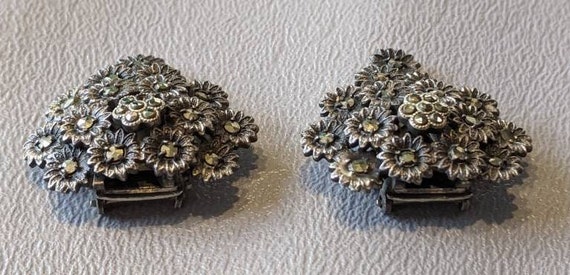 Art Deco Marcasite Silver Dress Clips-Antique 192… - image 6