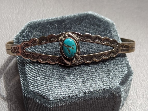 Fred Harvey Era Bracelet-Navajo Sterling Silver T… - image 1