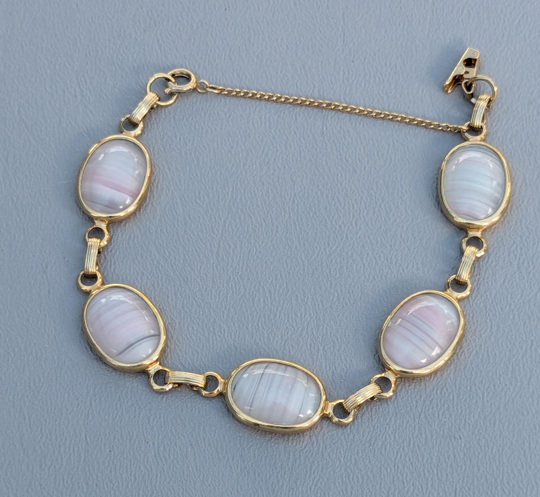 Vintage Sarah Coventry Rose Quartz Bracelet - 1960s Pink Shadows 