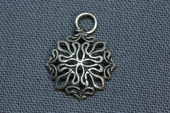 Modernist Sterling Silver Flower Pendant-Sterling Silver Fine Jewelry-Vintage Designer Pendant