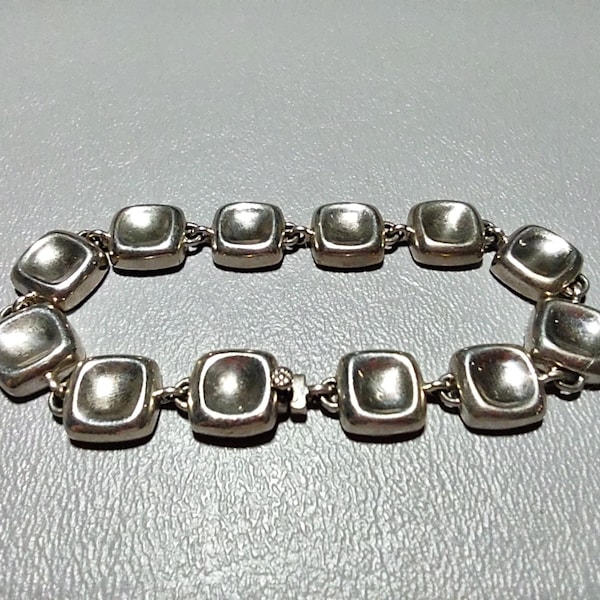 Sterling Silver Modernist Link Bracelet-925 A Thailand Designer Jewelry-Gifts for Her-Gifts For Women-7 1/2 Inches Long