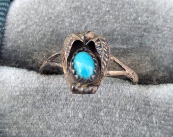 ヴィンテージ ターコイズ リング サイズ 5.75-6、スターリングシルバー