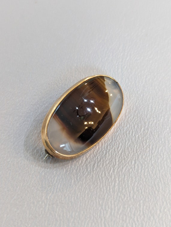 Antique Agate Gold Filled Brooch Pin-Edwardian Er… - image 7