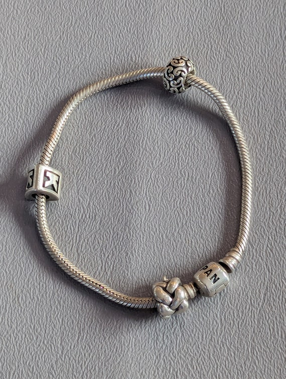 Pandora Sterling Silver 3 Charm Bracelet-Authentic