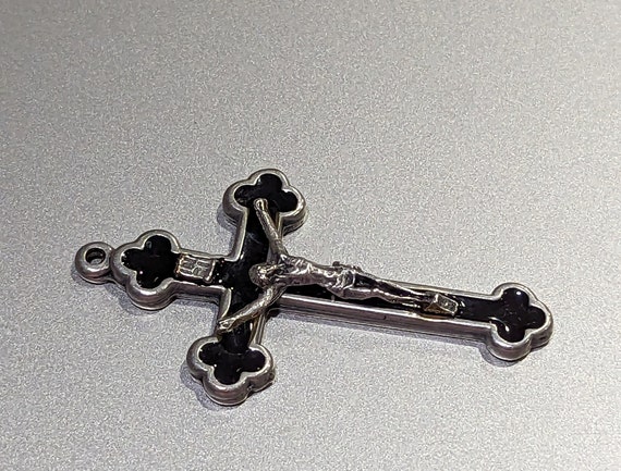 Vintage Italy Crucifix Cross-Fine Sterling Silver… - image 2