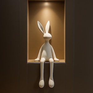 White Resin Bunny Figurine – Modern Nursery Sculpture