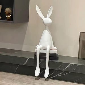 Beeldje konijn van wit hars – modern konijndecor voor thuis