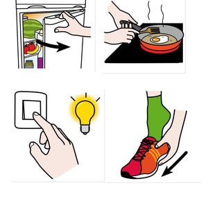 Autisme, stockfoto's, acties, reeks, talen leren, afbeeldingen met acties, dagelijkse situaties