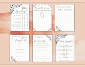 Minimalistic Hen Do Games, Hen Party, Bridal Shower Games, Printable Hen Do, Black and White Hen Do, 6 Pack Bridal Shower Games
