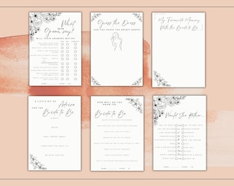 Minimalistische Hen Do Spiele, Hen Party, Brautdusche Spiele, druckbare Hen Do, Schwarzweiße Hen Do, 6er-Pack Brautdusche Spiele