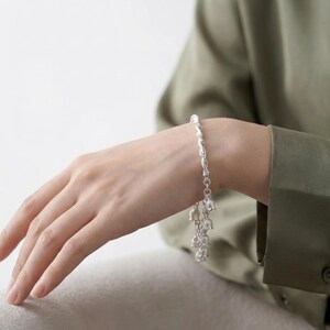 Fine Silver Lily of Valley Bangle, Tassel Pendant, Woodland Inspired Jewelry image 4